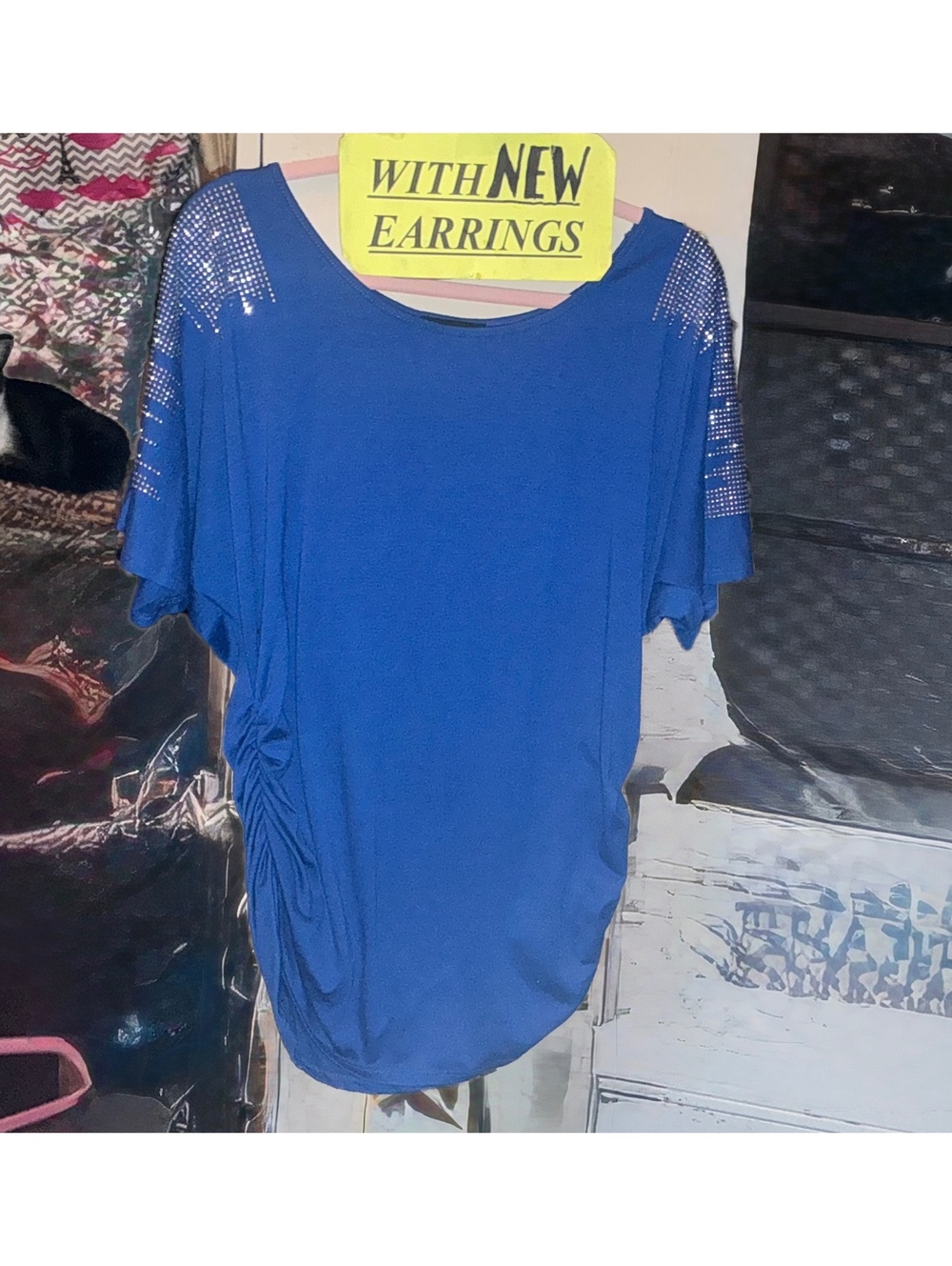 XL Too Deep Top & Crystal Earrings